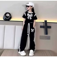 Korean Style Ribbon Girls' set 1-12 Years Old,/One Set for Girls, Trendy Skena Model Kids Girl Cloth