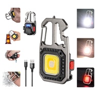 LED Flashlight Keychain Lights Screwdriver Emergency Wrench Hammer Portable Key Ring Work Light Torc
