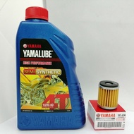 YAMALUBE 4T Semi Synthetic 10W-40 (1L) Engine Oil 100% Original Minyak Hitam with Original Oil Filter LC135/Y15ZR/SRL/FZ