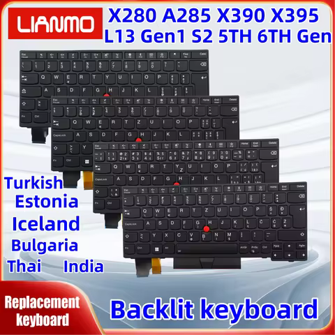 Bulgarian Turkish Estonian Icelandic Thai Indi keyboard for Lenovo ThinkPad X280 A285 X390 X395 L13 