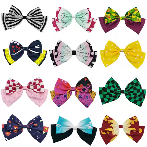 New Cosplay Bowknot Hair Ring Clip Tanjiro Shinobu Uzui Zenitsu Giyuu Kyoujurou Daki Fashion Accesso