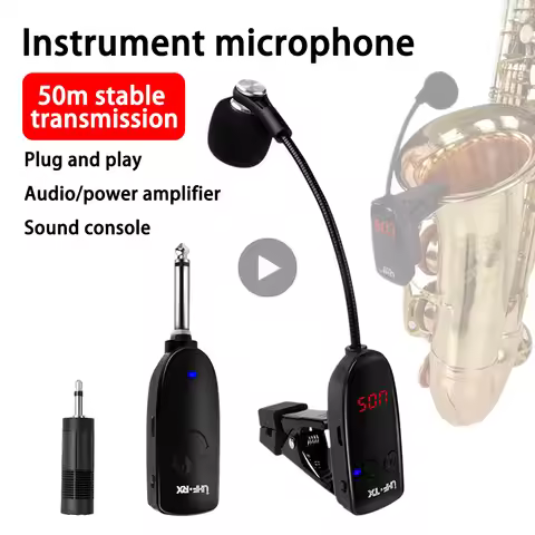 Saxofone Wireless Microphone Mic Saxophone Transmitter and Receiver UHF Professional Mikrofon Music