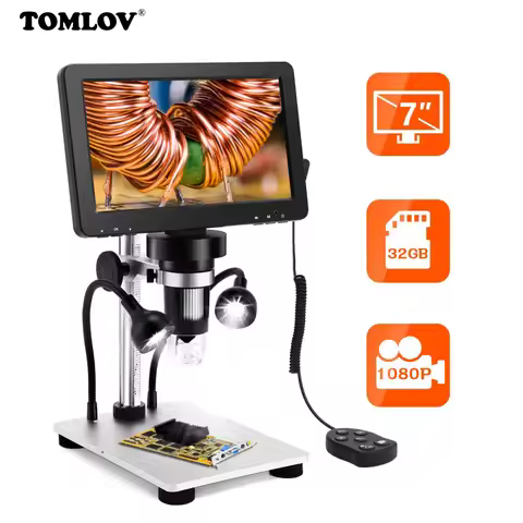 TOMLOV DM9 7" LCD Digital Microscope Camera 1200x Magnification Handheld Microscopio Video Recorder 