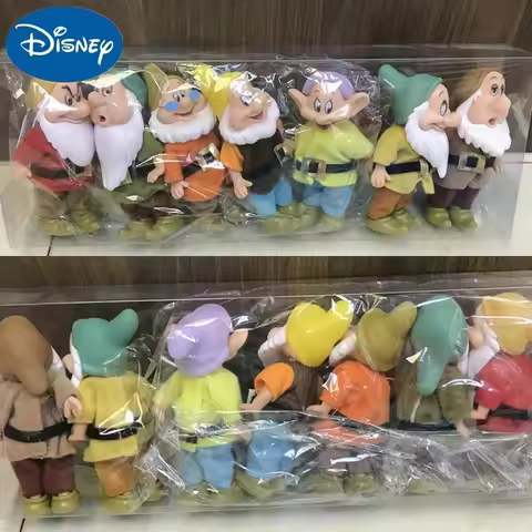 Disney 7pcs Snow White And the Seven Dwarfs Action Figures Set 15cm PVC Dolls Cake Topper Kids Birth