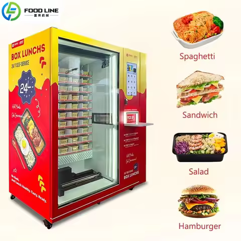 Customized Hot Food Vending Machine 24 Hours Self Service 21.5 Inch Touch Screen Automatic Business 