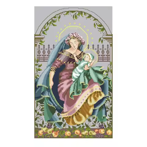 Gold Collection Chic Counted Cross Stitch Kit, Madonna of the Garden, Beauty, The Virgin, Mother and
