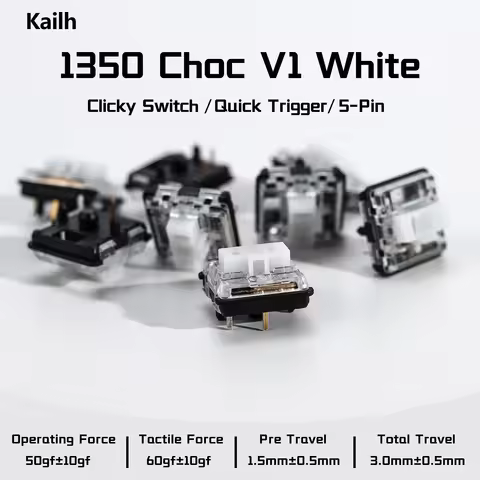 Kailh 1350 Choc V1 White Switch Hitbox Controller Clicky Creamy Low Profile Switches For RGB Gaming 