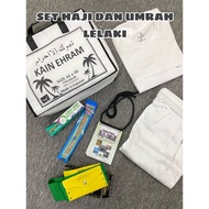 SET HAJI UMRAH LELAKI KAIN IHRAM TALI PINGGANG HAJI UBAT GIGI KAYU SUGI T-SHIRT HAJI SELUAR HAJI EHR