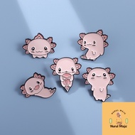 XHjewelryAdd Cute Axolotl Enamel Pins Brooches Pink Salamander Brooch Marine