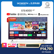 SKYWORTH 43STE4000 Smart LED TV 43 Inch FHD Trochilus Engine Borderless Design Low Blue Light Dolby 