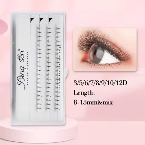 3/5/6/7/8/9/10D MIX C&D Curl Eyelashes Short Stem Pre Made Fans Silk Soft Lash extension False mink 