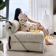 ‍🚢Sofa Bed Single Lazy Sofa Reclining Foldable Dual-Use Household Bedroom Tofu Block Taji Sofa Bed