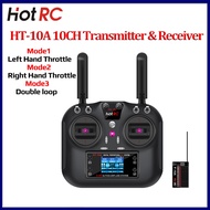 HOTRC HT-10A 2.4G 10CH RC Transmitter Mode1/Mode2/Mode3 Left/Right/Double loop Hand FHSS F-10A 10CH 