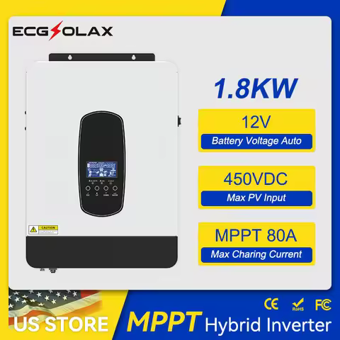 ECGSOLAX 1.8KW Solar Hybrid Inverter 12V 220Vac Solar Pure Sine Wave Solar Inverter With MPPT 80A Ch