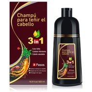 Dark Brown Hair Dye Shampoo 3 in 1, Hair Color Shampoo for Gray Hair Coverage, Champu Para Canas for