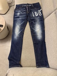 DSquared2, DS2, D2 ICON washed indigo denim jean 洗水牛仔褲, 前有白漿印花，size 50 (一般男裝 size L) 全新