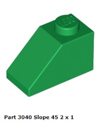 Part Lego Ori 3040 Green Slope 45 2 x 1