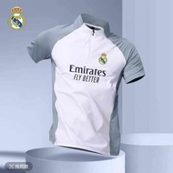 baju jtt santos Pakaian latihan bola sepak musim panas Real Madrid, sukan semi-zip, latihan larian c