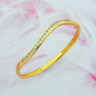 ZHULIAN GELANG TANGAN Beralun Saduran Emas 24K Permata Putih