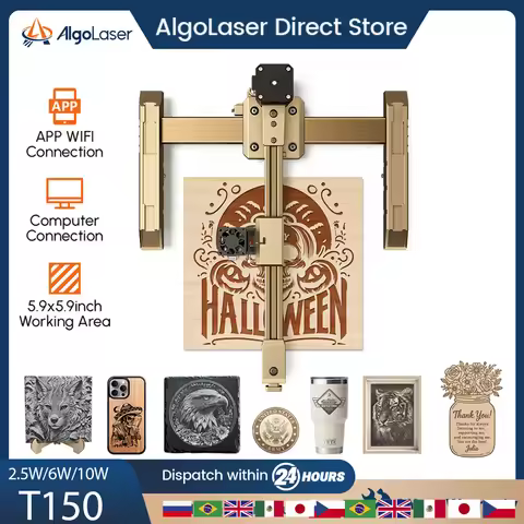 2025 NEW AlgoLaser T150 Portable Desktop Laser Engraving Woodworking Machine Crave Wood leather Acry