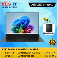 ASUS Zenbook 14 OLED UM3406K-AQD112WS (Al 7-350, 16GB DDR5, 512GB 4.0, 14" 60Hz, Radeon, W11) LAPTOP