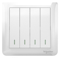 Schneider Electric Affle Plus 10AX 250V 4 Gang 1 Way Switch With Fluorescent Locator, White