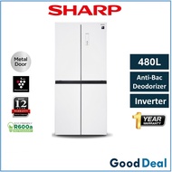 Sharp SJF489GW / SJF489MK / SJF489GK 480L Peti Sejuk Inverter Glass Door Multi Door Refrigerator