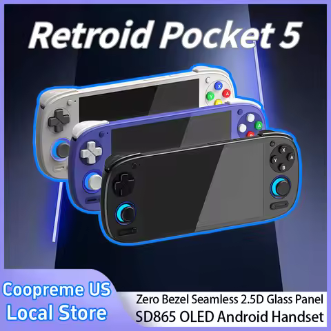 Retroid Pocket 5 Handheld Game Console RP5 Retro Games SD865 Android13 Joystick RGB Lighting Effect 