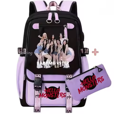 Mochila Set BABYMONSTER Capacity Student SchoolBag For Teenager With Pencil Case Backpack For Women 