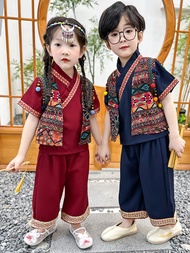 March 3 Ethnic Costumes Children Boys and Girls Zhuang Minority Ethnic Six Years Research