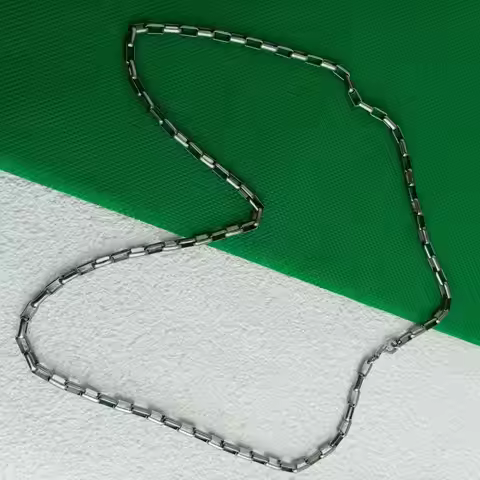 Anti Allergy 4.2mm Wide Pure Titanium Checkered Necklace, Anti Allergy 4.2mm Wide Pure TitLight Luxu