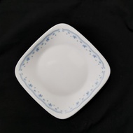 CORELLE SQUARE ROUND BREAD & BUTTER PLATE 2206 MB Morning Blue Vitrelle Glass