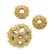 Chaumet Vintage Gold and High Polish White Gold Earring and Brooch Set