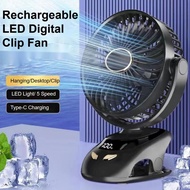 Mini Portable Clip Fan Rechargeable USB Fan Low Noise Clip Fan Portable Cart Fan with Night Light Mini Kipas