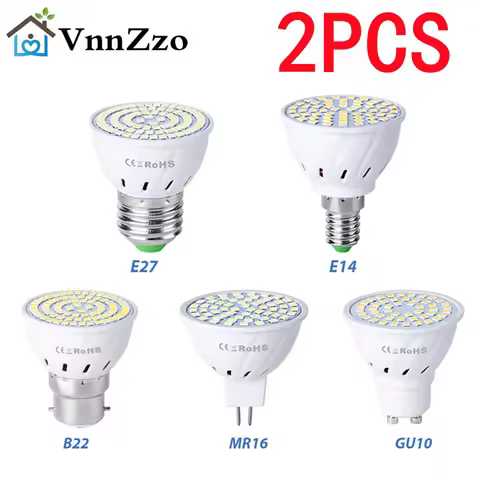 VnnZzo GU10 LED E27 Lamp E14 Spotlight Bulb 48 60 80leds lampara 220V GU 10 bombillas led MR16 gu5.3