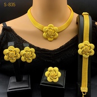 [Set] New Style Middle East Dubai Bridal Set 24K Gold-Plated Jewelry Flower Four-Piece Set Long-Time