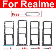 SIM Card Tray For OPPO Realme 6 6Pro 6S 6i Global Verion Dual Sim Card Slot Tray Holder SD Card Read