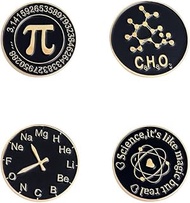 4pc Mathematics Pi Chemical Elements Periodic Table Dial Chemical Formula C8H8O8 Enamel Lapel Pin La