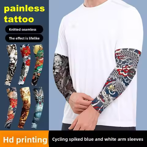OFFBONDAGE Tattood Ice Sleeve Flower Arm Seamless Ice Silk Sunscreen Sleeve Sleeve Arm Cover Riding