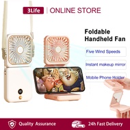 3Life Foldable Handheld Fan Portable Hanging Neck Fan Kipas 5 Wind Speeds 5000mAh