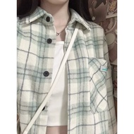 baju budak perempuan gaun budak perempuan baju kuromi budak perempuan Green Brushed Plaid Shirt Jack