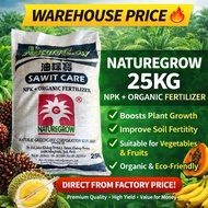 NatureGrow 25KG NPK Organic Fertilizer | Baja Sawit Kelapa Sawit, Durian, Pisang, Betik | Baja Buah 