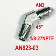 AN3 45° 90° Degree Elbow -3 AN Male To 1/8-27 NPT Thread Adapter Fittings -1Dgfg