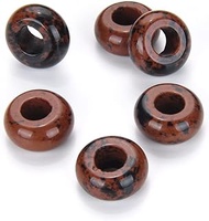 10pcs Natural Red Brecciated Jasper Healing Gemstone Round Donut 14mm x 8mm Spacer Stone Beads (Large Hole 5.6mm) For Jewelry Macrame Cord Charm Making GW-A12