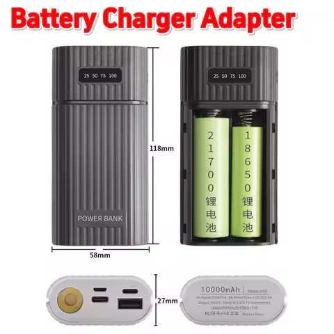10000mAh Battery Charger Case USB Type-C For IOS DIY Plastic Case Power Bank Kit NO Batteries for 18