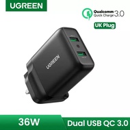 UGREEN 36W Dual Port Charger (USB-A & USB-A) / Android Apple iPhone iPad (Type-A) Fast Charging Phon