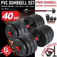 BG SPORT Barbel Dumbbell Set Alat Fitness Olahraga Angkat Beban 10 20 30 40 Kg / PVC &amp; Chrome Q303