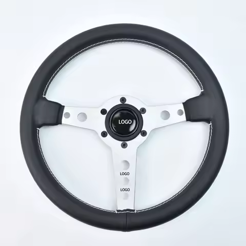 TIYPEOR 320mm Black Microfiber Leather Steering Wheel For moo Style Racing Cars