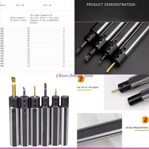 E06B Boring Tool Bar SHB12-3 to SHB20-8 Lathe Extension Part H.H.S Small Diameter Shank Sleeve High 
