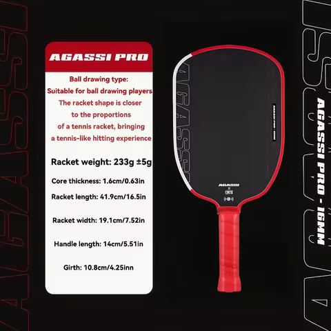 Agassi Pro IV 16mm Pickleball Paddle GEN 4 TFP Foam Core T700 Carbon Fiber Pickleball Rackets Increa